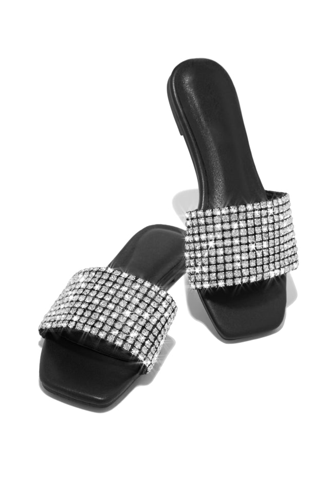 Black embellished slides hotsell