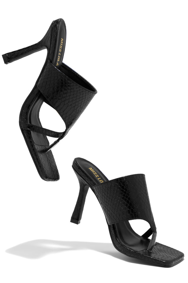 Load image into Gallery viewer, Black Croc Mule Heels
