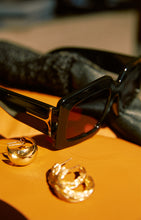 Load image into Gallery viewer, Black Sunglasses With Gold Tone Detail On Sides
