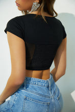 Load image into Gallery viewer, Model Wearing Black Crop Top

