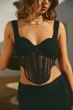 Load image into Gallery viewer, Black Crochet Corset Top
