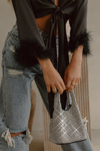 Load image into Gallery viewer, Black Top Denim Rhinestone Bag 
