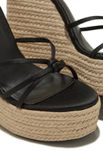 Load image into Gallery viewer, Black Strappy Lace Up Wedges
