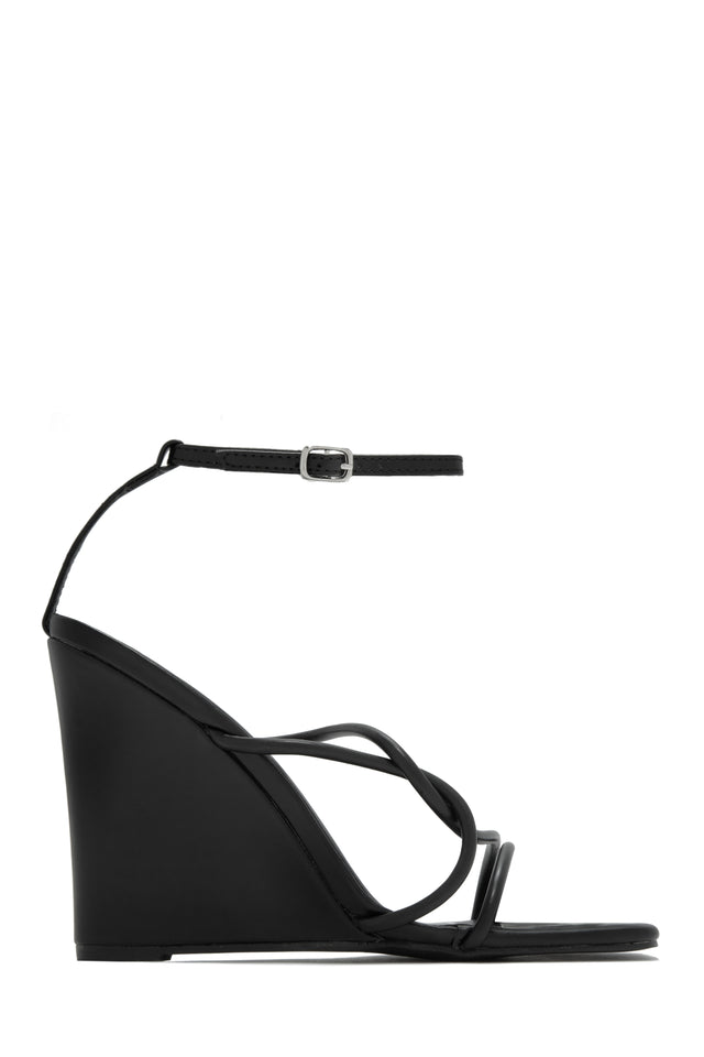 Load image into Gallery viewer, Ankle Strap Closure Black Wedge Heel
