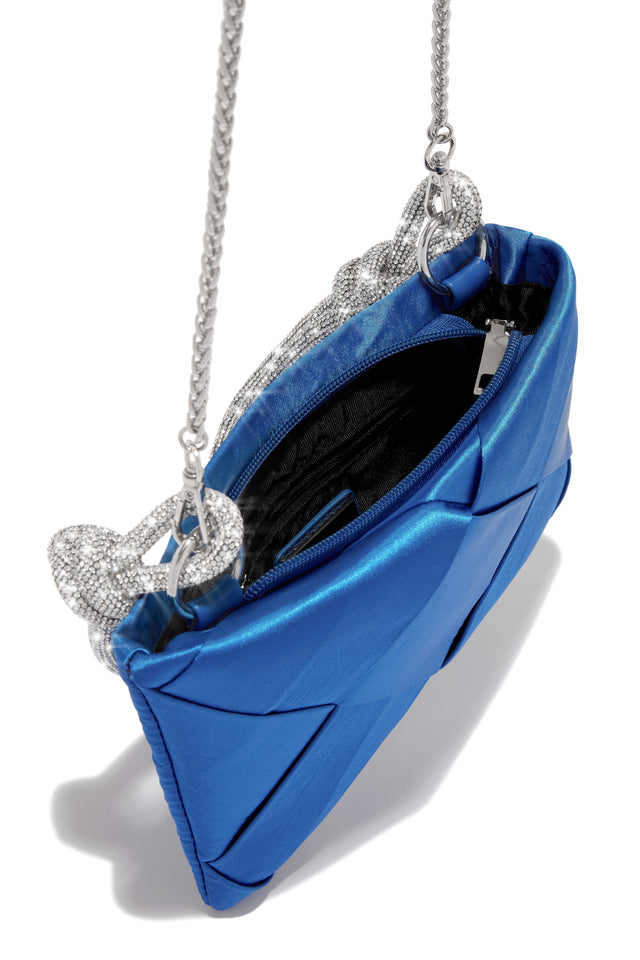 Load image into Gallery viewer, Blue Crossbody Handbag with Embellished Shoulder Strap
