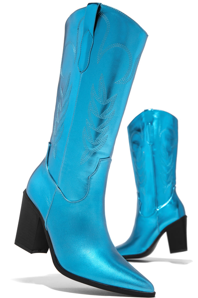 Load image into Gallery viewer, Blue Cowgirl Boots 
