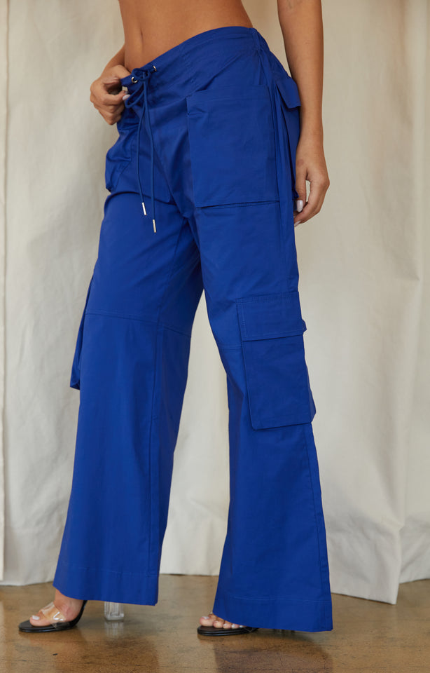 Miss Lola  Blue Wide Leg Cargo Pant – MISS LOLA