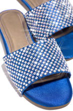 Load image into Gallery viewer, Blue Faux Satin Sandals 
