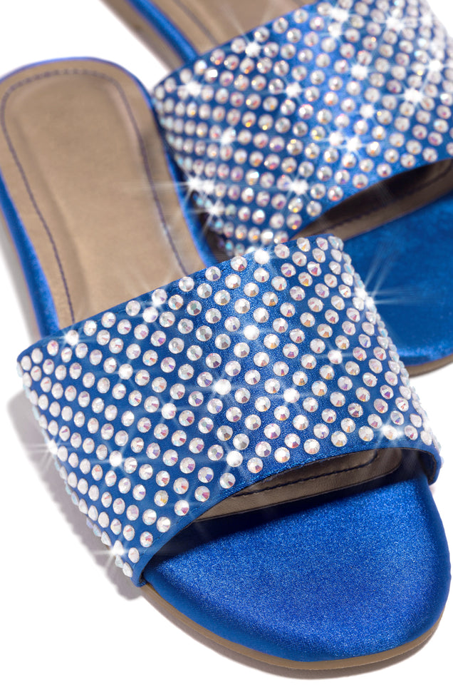 Load image into Gallery viewer, Blue Faux Satin Sandals 
