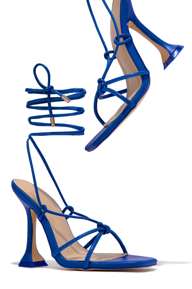 Load image into Gallery viewer, Blue Lace Up Heels 
