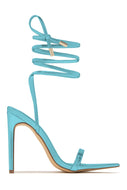 Blue Lace Up High Heels