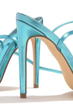 Load image into Gallery viewer, Blue Metallic Lace Up Heels

