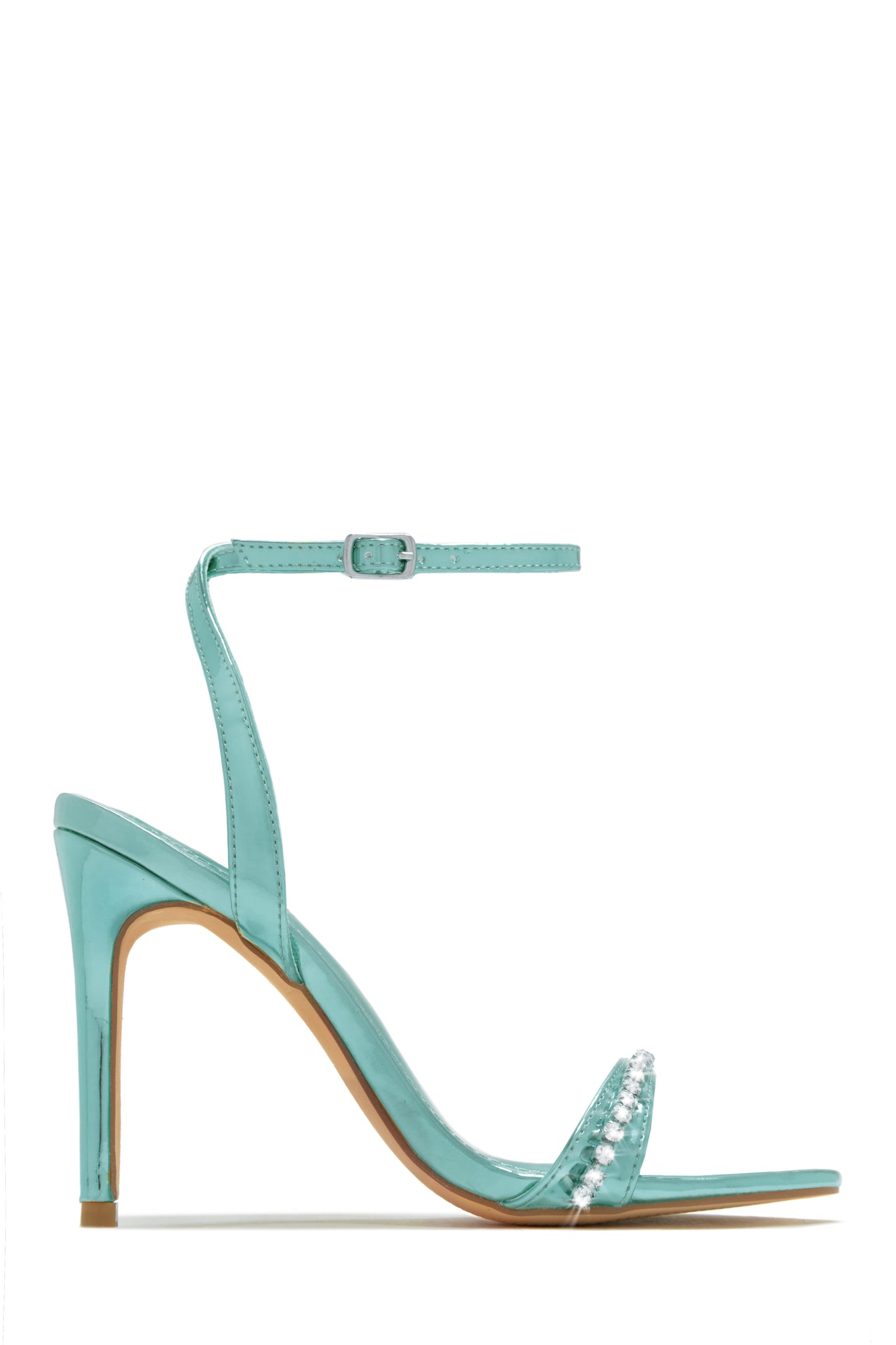 Public Desire Kalon heel sandals in teal satin | ASOS