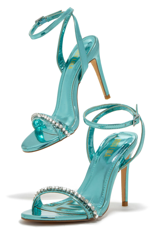 Load image into Gallery viewer, Metallic Blue Heels
