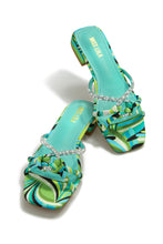 Load image into Gallery viewer, Blue Multi Embellished Slip On Sandals
