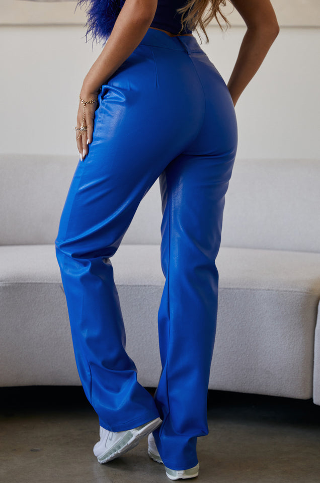 Load image into Gallery viewer, Blue PU Pants
