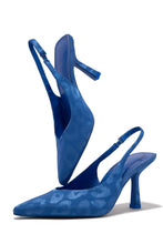 Load image into Gallery viewer, Blue Pointed Toe Pumps
