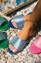 Load image into Gallery viewer, Model Wearing Blue Sandals 
