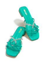Load image into Gallery viewer, Blue Embellished Slip On Sandals

