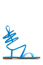 Load image into Gallery viewer, Blue Braided Strap Lace Up Sandals
