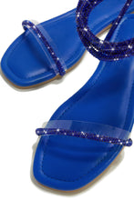 Load image into Gallery viewer, Blue Open Toe Rhinestone Sandals
