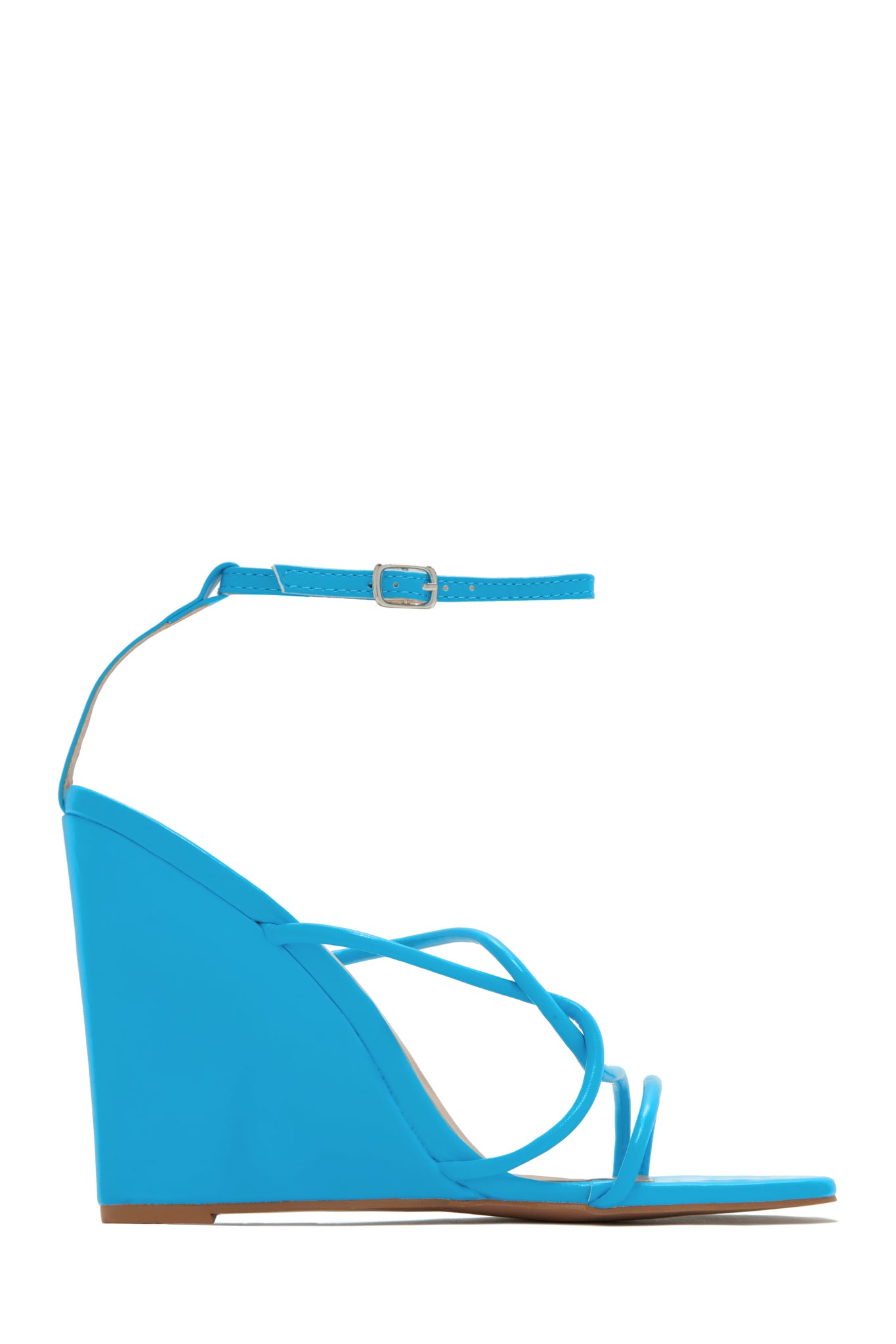 Blue strappy shop wedges