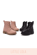 Load image into Gallery viewer, Blush and Black Kids Combat Boots
