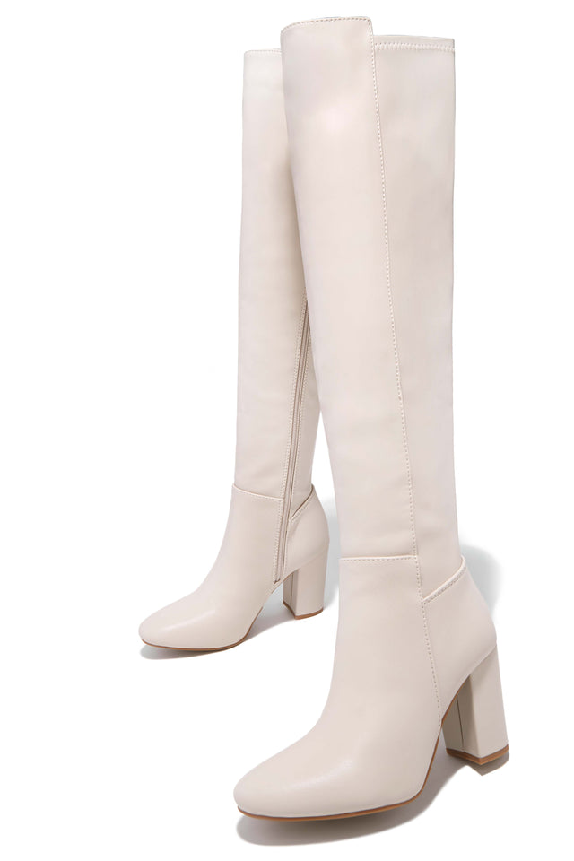 Load image into Gallery viewer, Bone Block Heel Knee High Boot
