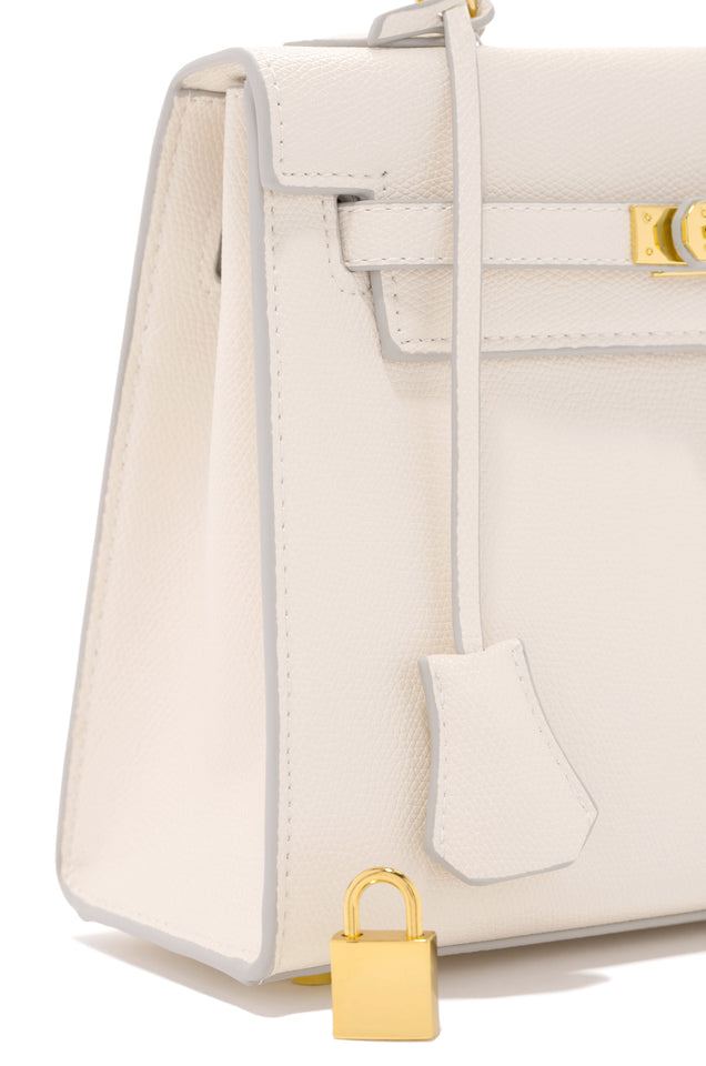 Load image into Gallery viewer, Bone Handbag With Gold-Tone Lock Accessory
