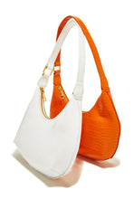 Load image into Gallery viewer, White and Orange Embossed Croc Shoulder Bag
