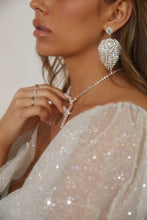 Load image into Gallery viewer, Women Wearing Silver-Tone Dangle Embellished Earring
