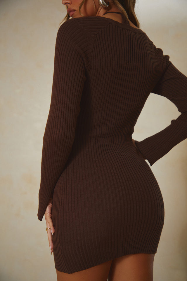 Load image into Gallery viewer, Long Sleeve Brown Dress
