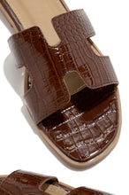Load image into Gallery viewer, Brown Crocodile Slide Sandal
