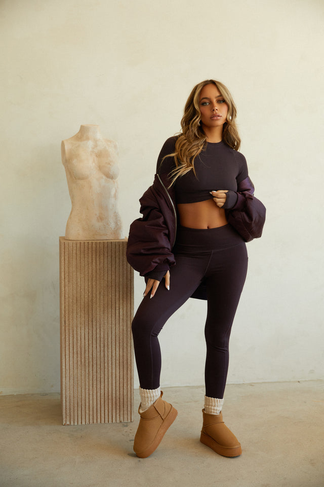Load image into Gallery viewer, Model Standing Wearing Brown Set

