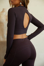 Load image into Gallery viewer, Open Back Brown Crop Top
