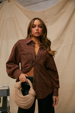 Load image into Gallery viewer, Brown Long Sleeve Button Up Top

