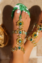 Load image into Gallery viewer, Women Wearing Green Sandals with Embellished Straps

