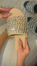 Load and play video in Gallery viewer, Nude Embellished Slip On Sandals
