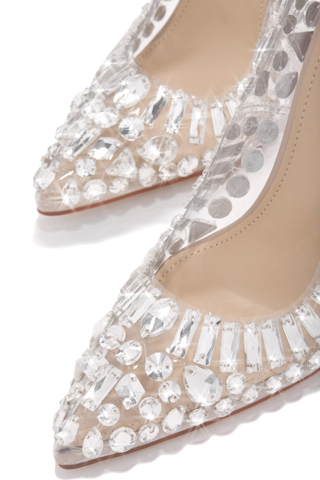 Load image into Gallery viewer, Clear Toe Embellished Pumps
