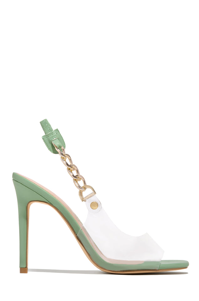 Load image into Gallery viewer, Sage Slingback Clear High Heels
