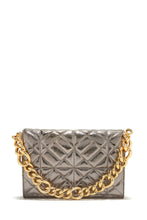 Load image into Gallery viewer, Pewter Metallic Bag with Gold Chain
