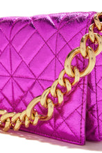 Load image into Gallery viewer, Bright Pink Metallic Bag with Gold Hardware
