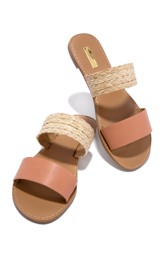 Miss Lola Spring Breaker Coral Flat Slip On Sandals MISS LOLA