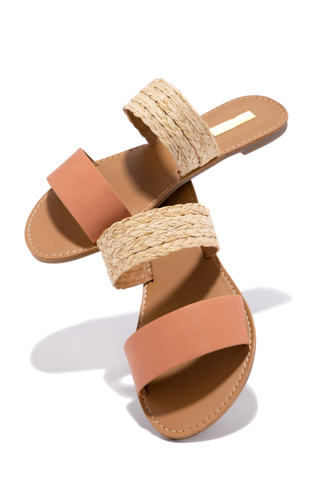 Load image into Gallery viewer, Coral and Natural Color Slip On Sandals
