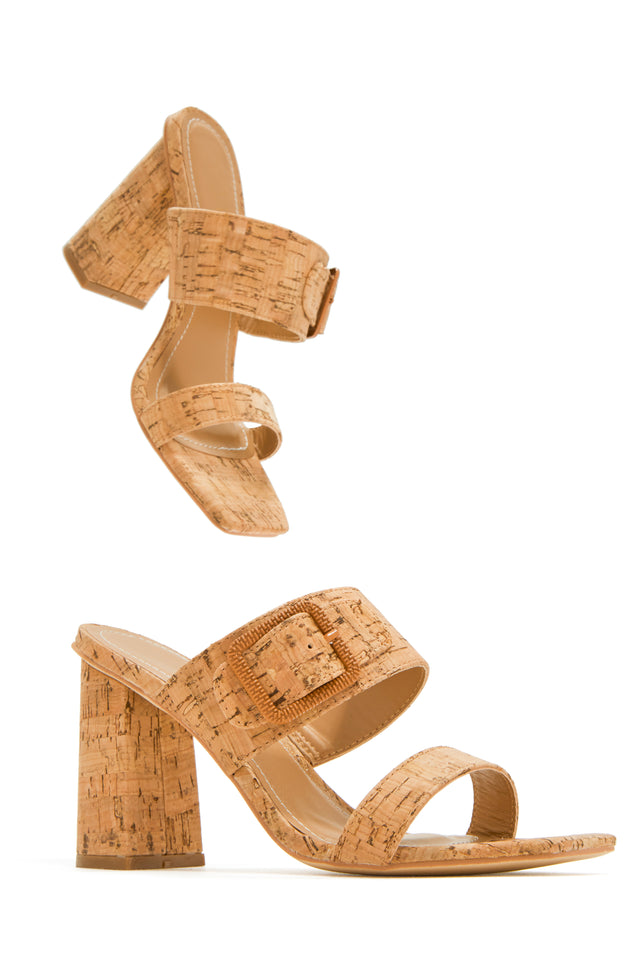 Women's Ankle Strap Platform Chunky Cork Heel Sandals - Milanoo.com