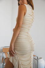 Load image into Gallery viewer, Sleeveless Ivory Ruched Maxi Dress
