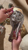 Silver metallic strap detailed sandal close up