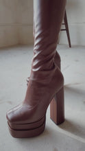 Load and play video in Gallery viewer, mocha brown over the knee boot 
