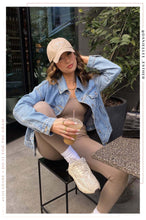 Load image into Gallery viewer, Medium Wash Denim Jacket Styled with Workout Lounge Set
