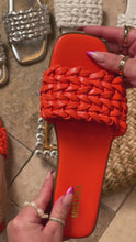 Load and play video in Gallery viewer, Orange Slip On Sandals With Braided Woven Strap
